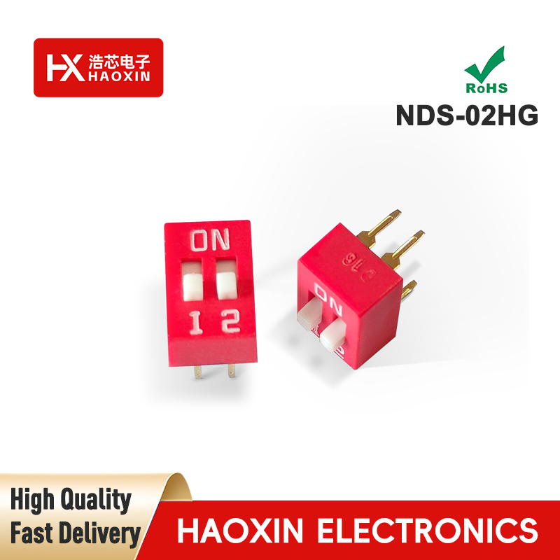 2.54mm 2-Way Red SPST Standary Slide Type Dip Switches