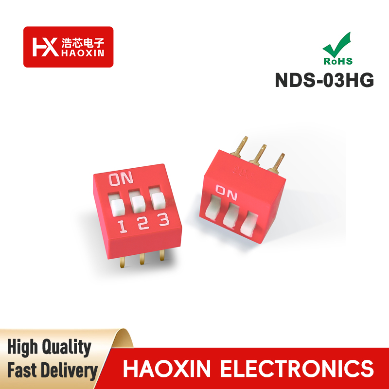 2.54mm 3-Way Red SPST Standary Slide Type Dip Switches