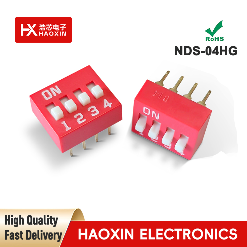 2.54mm 4-Way Red SPST Standary Slide Type Dip Switches