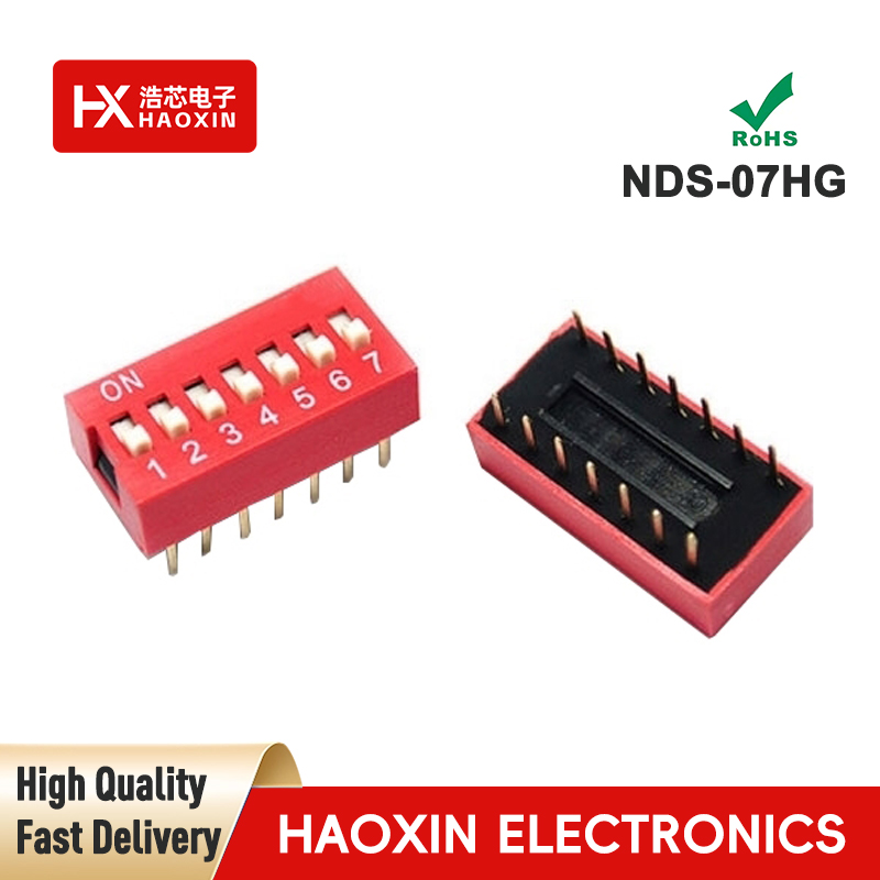 2.54mm 7-Way Red SPST Standary Slide Type Dip Switches