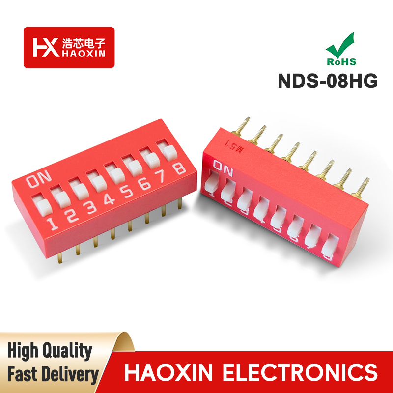 2.54mm 8-Way Red SPST Standary Slide Type Dip Switches