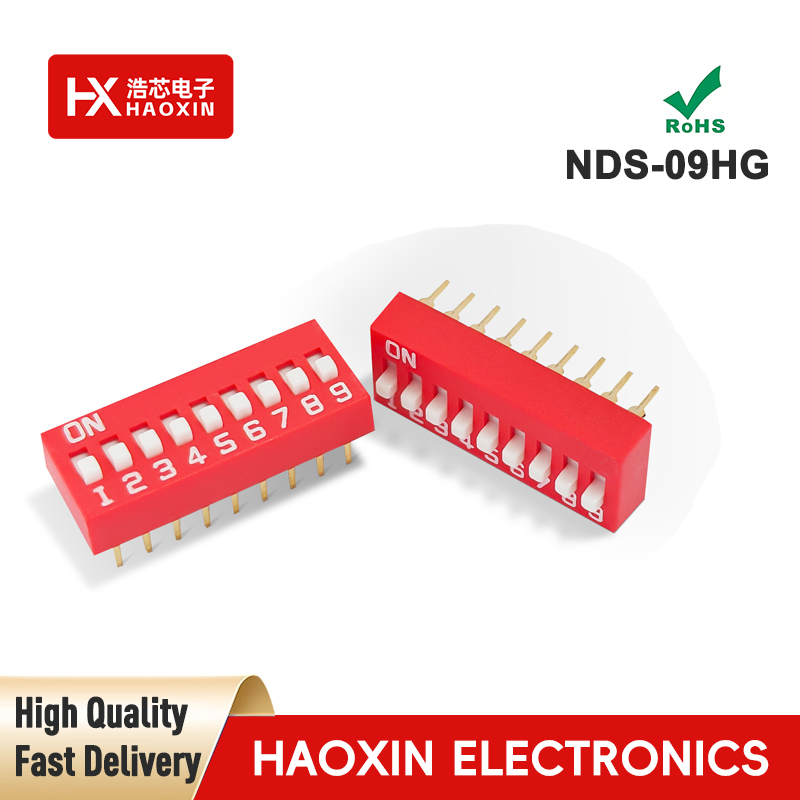 2.54mm 9-Way Red SPST Standary Slide Type Dip Switches