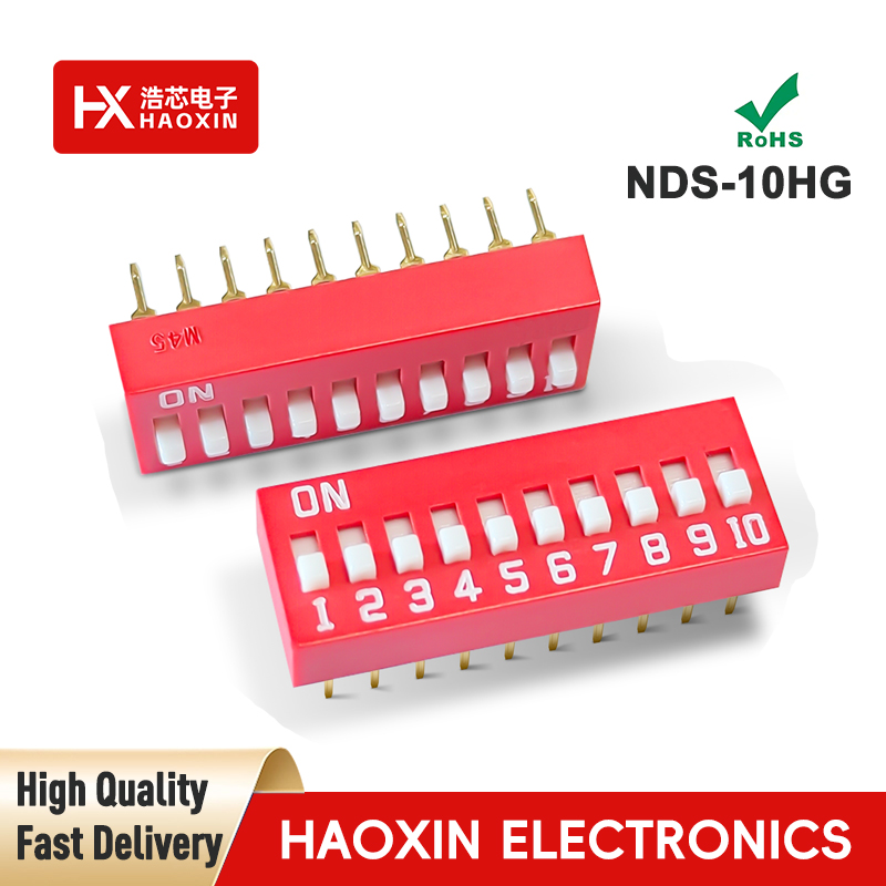 2.54mm 10-Way Red SPST Standary Slide Type Dip Switches