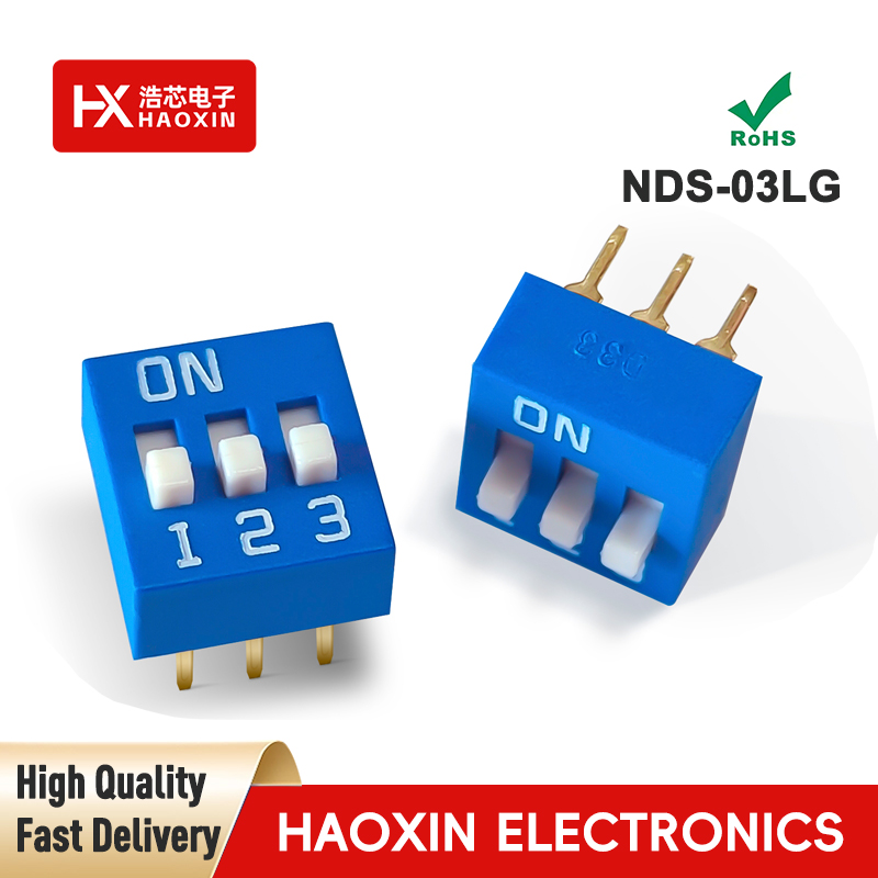 2.54mm 3-Way Blue SPST Standary Slide Type Dip Switches