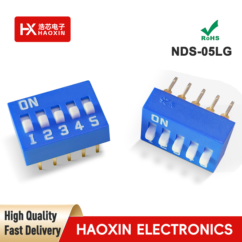 2.54mm 5-Way Blue SPST Standary Slide Type Dip Switches