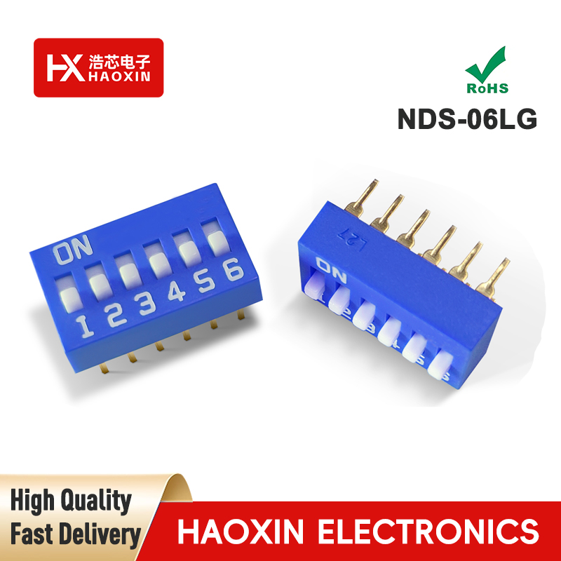 2.54mm 6-Way Blue SPST Standary Slide Type Dip Switches