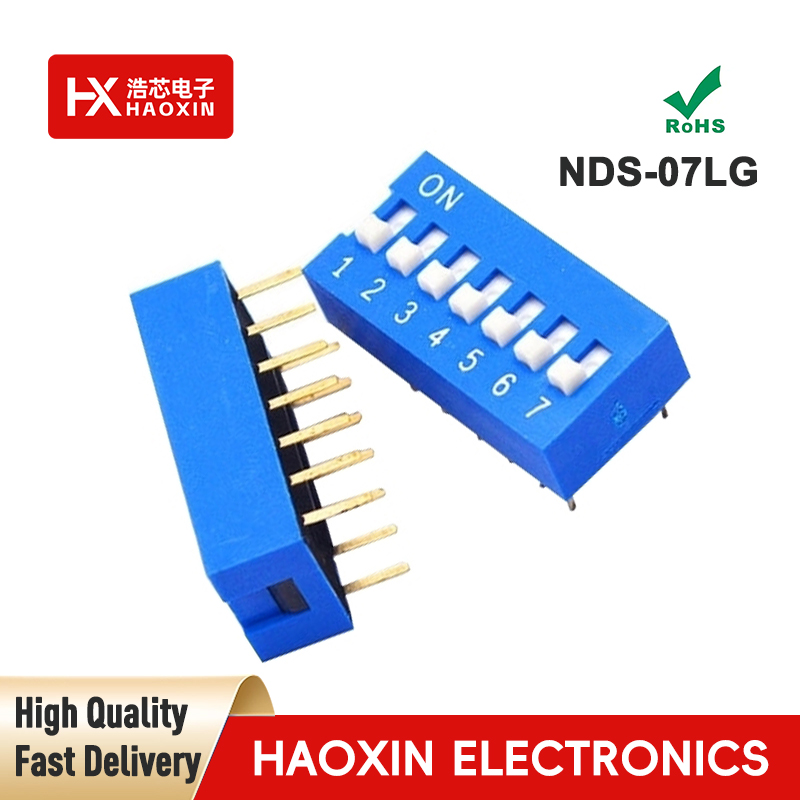 2.54mm 7-Way Blue SPST Standary Slide Type Dip Switches