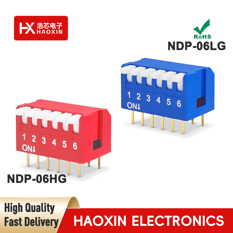 2.54mm 6-Way SPST Standary Piano Type Dip Switches
