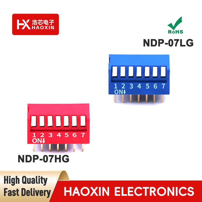 2.54mm 7-Way SPST Standary Piano Type Dip Switches