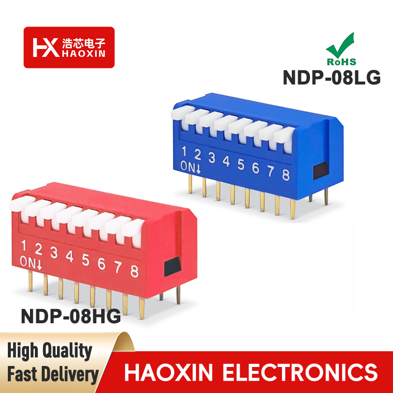 2.54mm 8-Way SPST Standary Piano Type Dip Switches