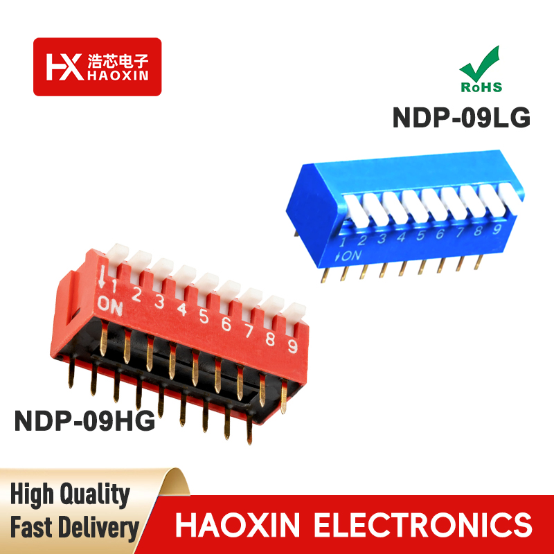 2.54mm 9-Way SPST Standary Piano Type Dip Switches