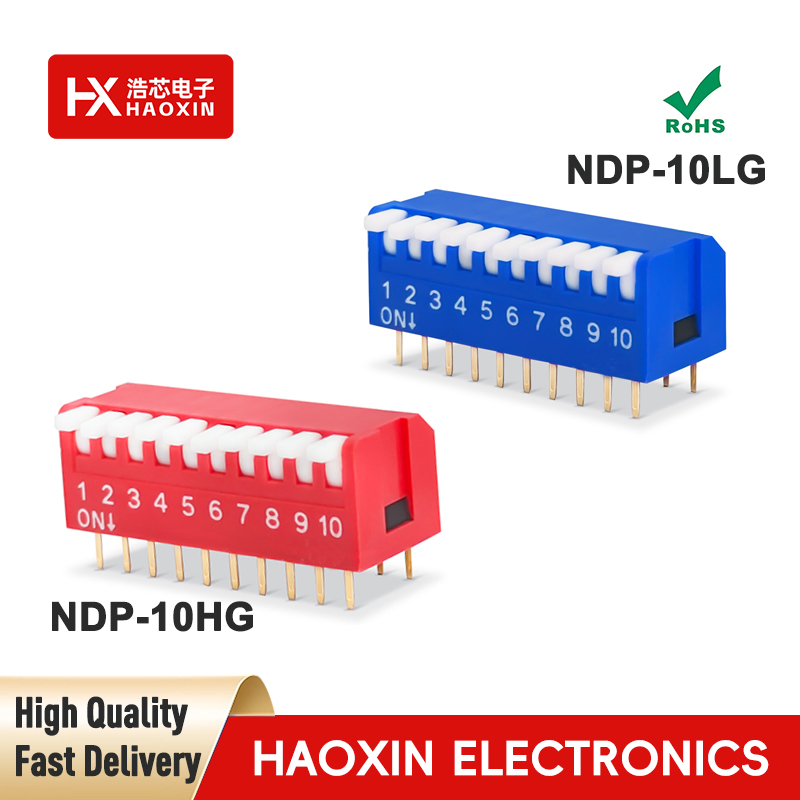 2.54mm 10-Way SPST Standary Piano Type Dip Switches