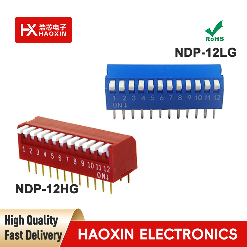 2.54mm 12-Way SPST Standary Piano Type Dip Switches