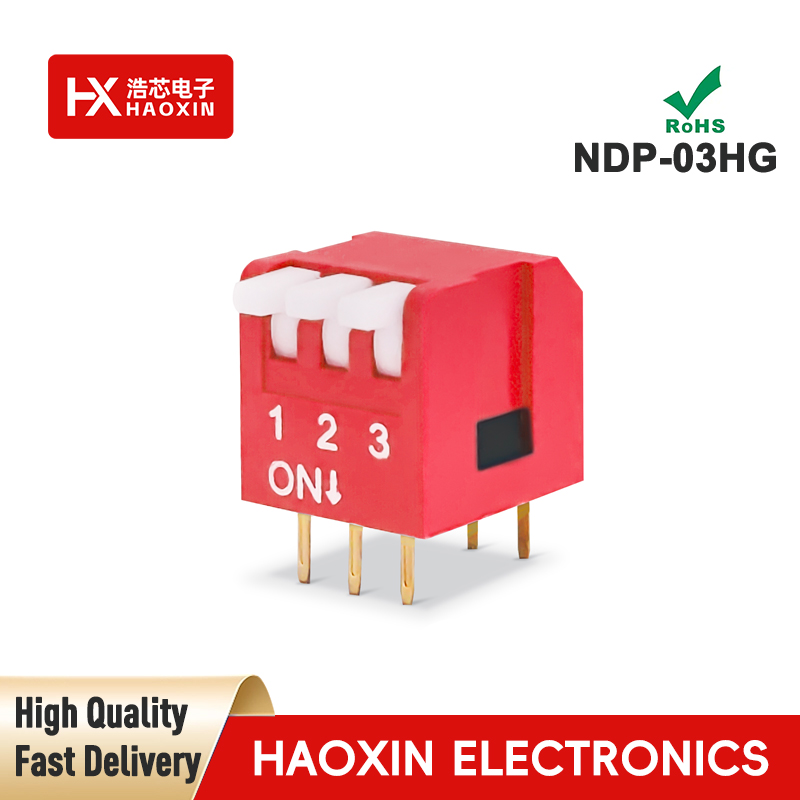 2.54mm 3-Way Red SPST Standary Piano Type Dip Switches