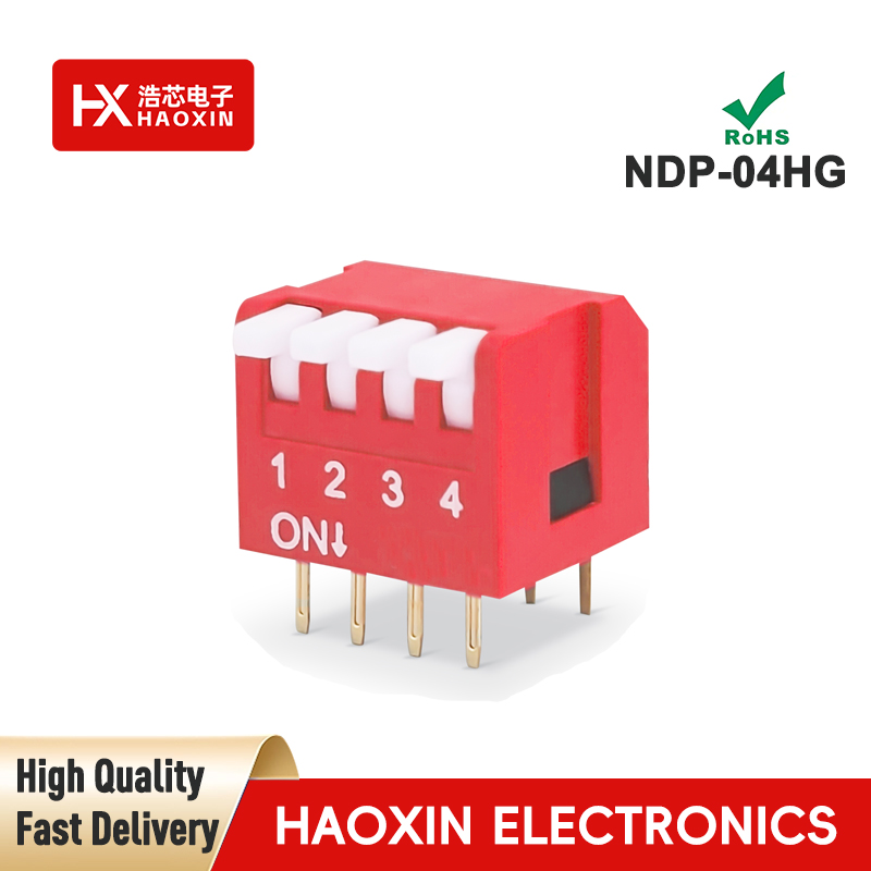 2.54mm 4-Way Red SPST Standary Piano Type Dip Switches