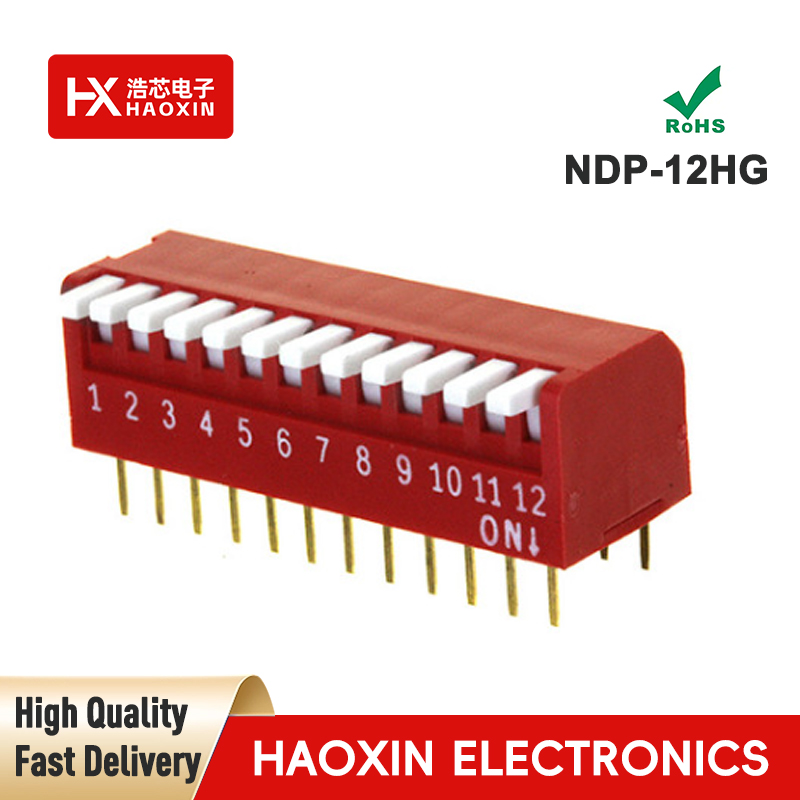 2.54mm 12-Way Red SPST Standary Piano Type Dip Switches