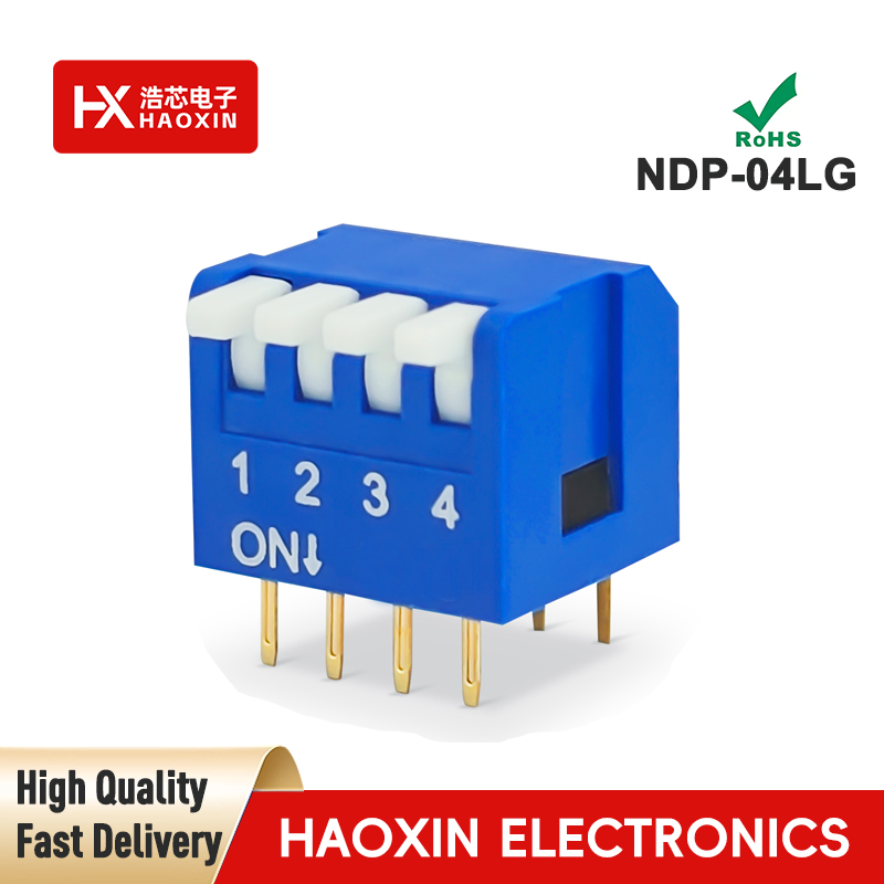 2.54mm 4-Way Blue SPST Standary Piano Type Dip Switches