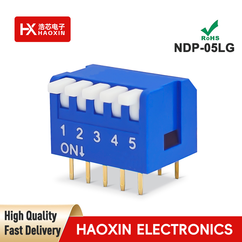 2.54mm 5-Way Blue SPST Standary Piano Type Dip Switches