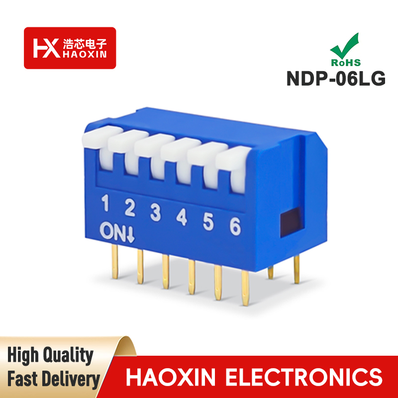 2.54mm 6-Way Blue SPST Standary Piano Type Dip Switches