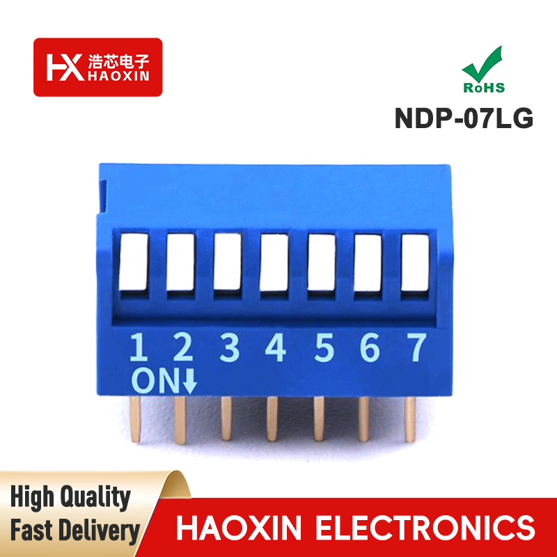 2.54mm 7-Way Blue SPST Standary Piano Type Dip Switches
