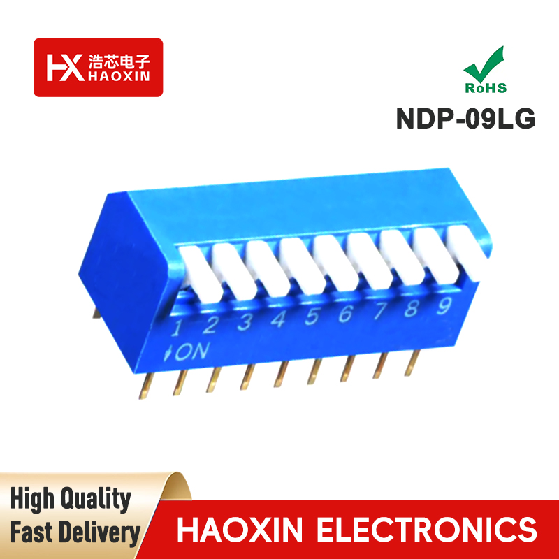 2.54mm 9-Way Blue SPST Standary Piano Type Dip Switches