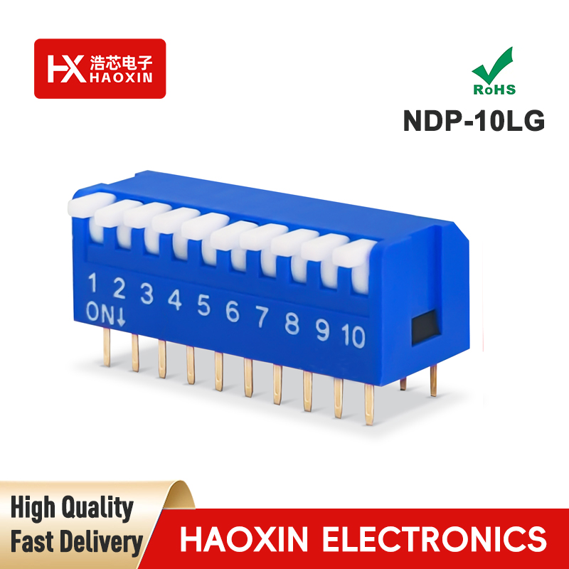 2.54mm 10-Way Blue SPST Standary Piano Type Dip Switches