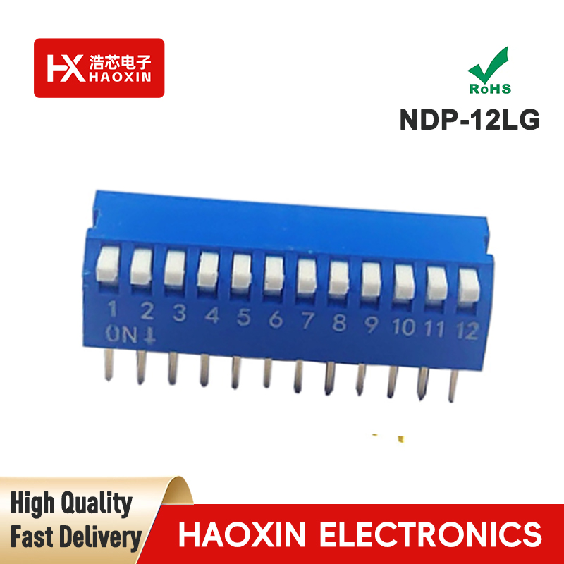 2.54mm 12-Way Blue SPST Standary Piano Type Dip Switches