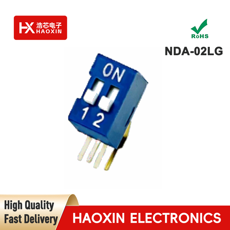 2.54mm 2-Way Blue SPST Standary Right Angle Type Dip Switches