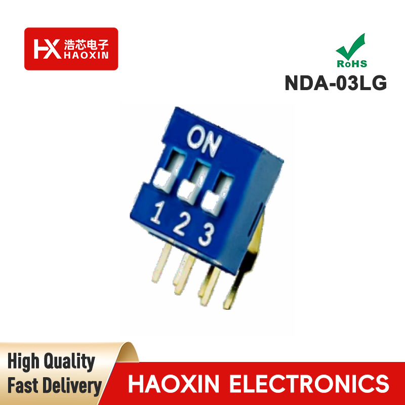 2.54mm 3-Way Blue SPST Standary Right Angle Type Dip Switches