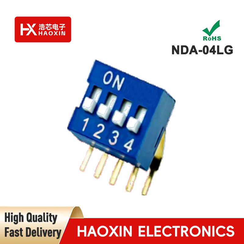 2.54mm 4-Way Blue SPST Standary Right Angle Type Dip Switches