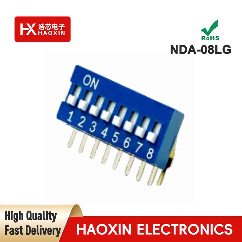 2.54mm 8-Way Blue SPST Standary Right Angle Type Dip Switches