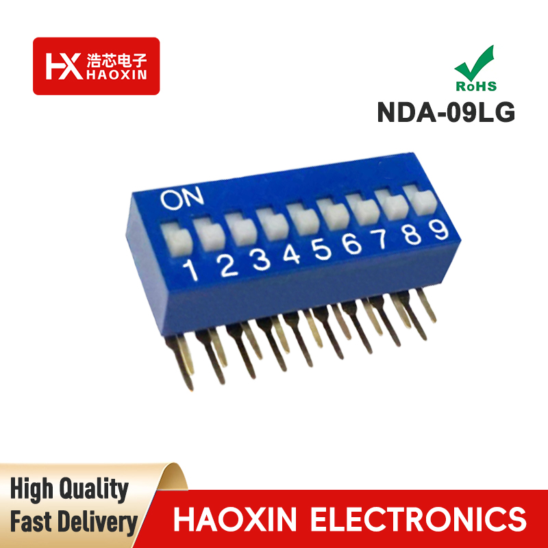 2.54mm 9-Way Blue SPST Standary Right Angle Type Dip Switches