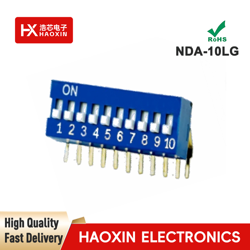 2.54mm 10-Way Blue SPST Standary Right Angle Type Dip Switches