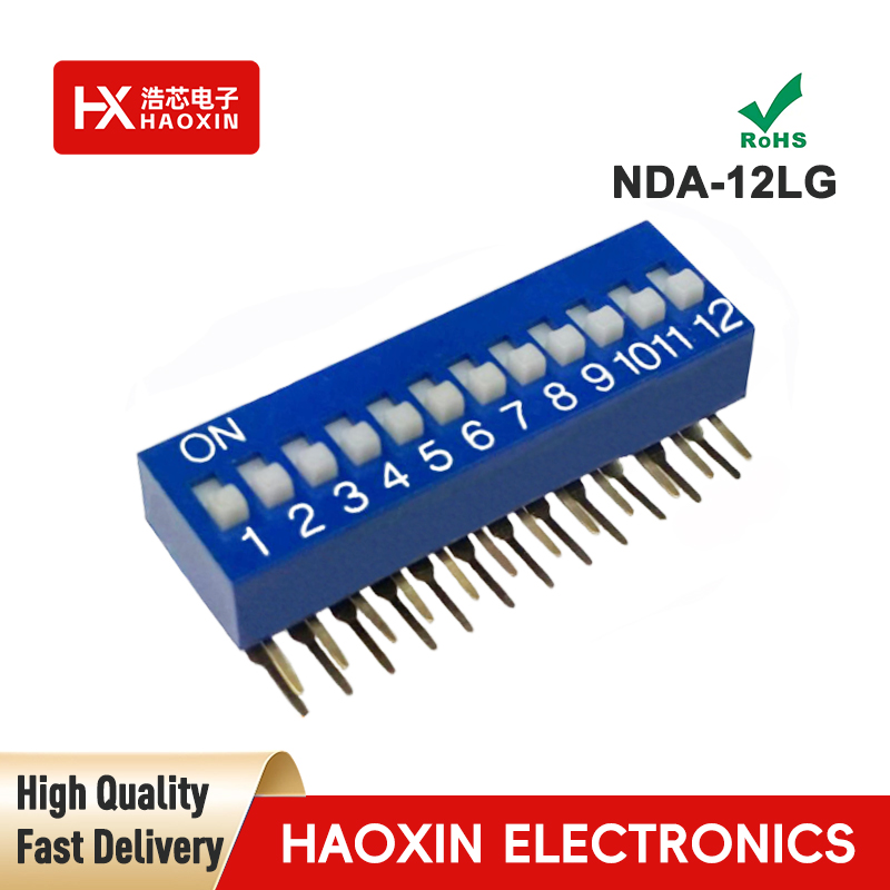 2.54mm 12-Way Blue SPST Standary Right Angle Type Dip Switches