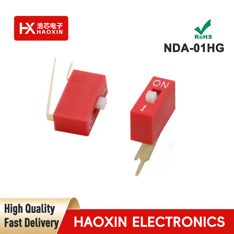 2.54mm 1-Way Red SPST Standary Right Angle Type Dip Switches