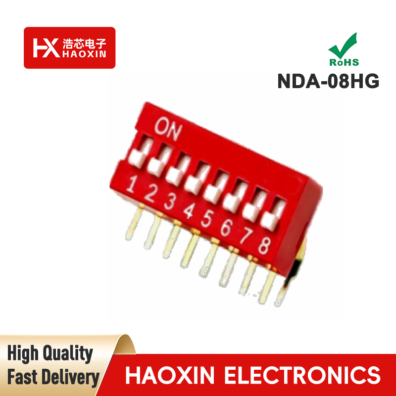 2.54mm 8-Way Red SPST Standary Right Angle Type Dip Switches