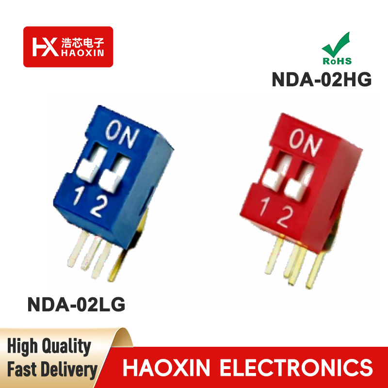 2.54mm 2-Way SPST Standary Right Angle Type Dip Switches