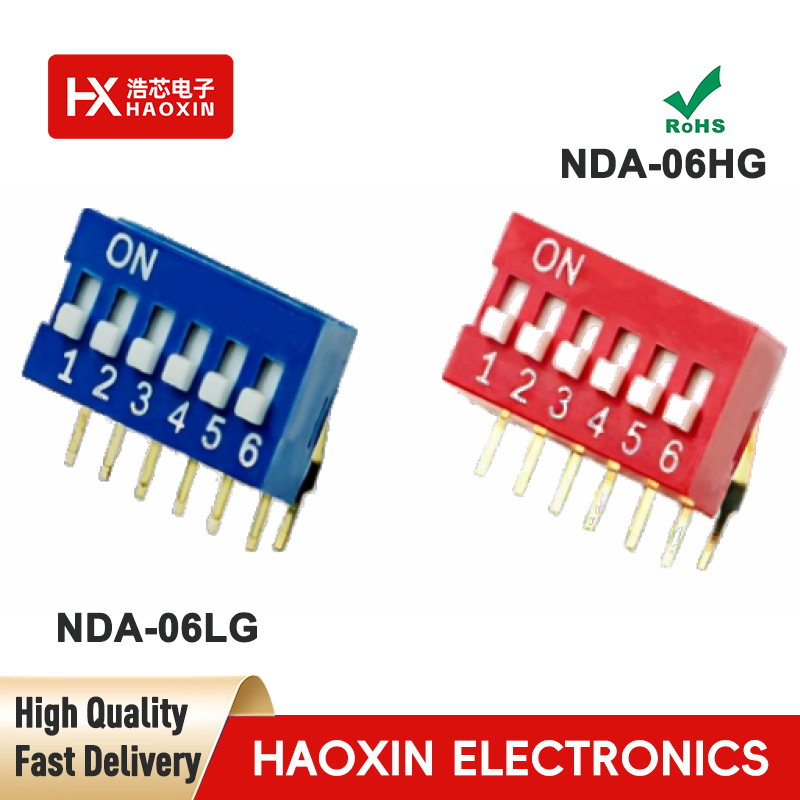 2.54mm 6-Way SPST Standary Right Angle Type Dip Switches