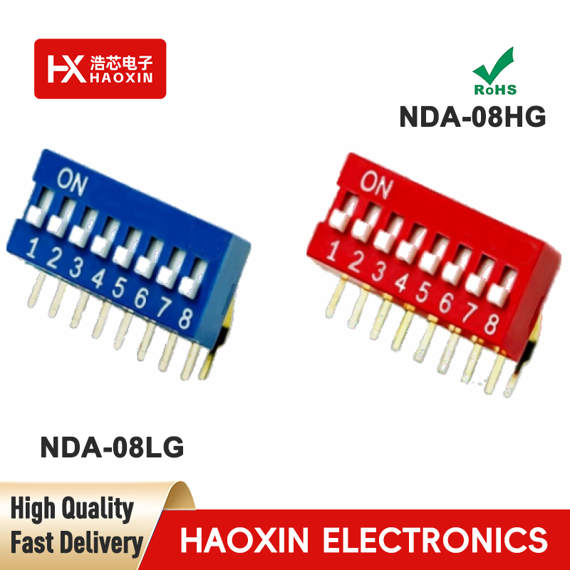 2.54mm 8-Way SPST Standary Right Angle Type Dip Switches