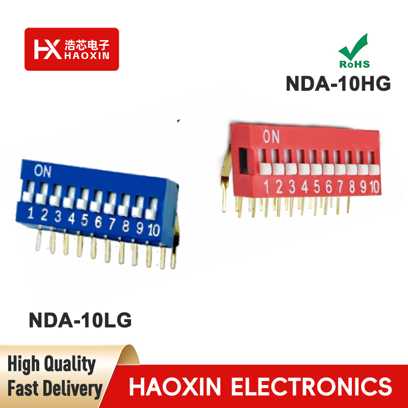 2.54mm 10-Way SPST Standary Right Angle Type Dip Switches