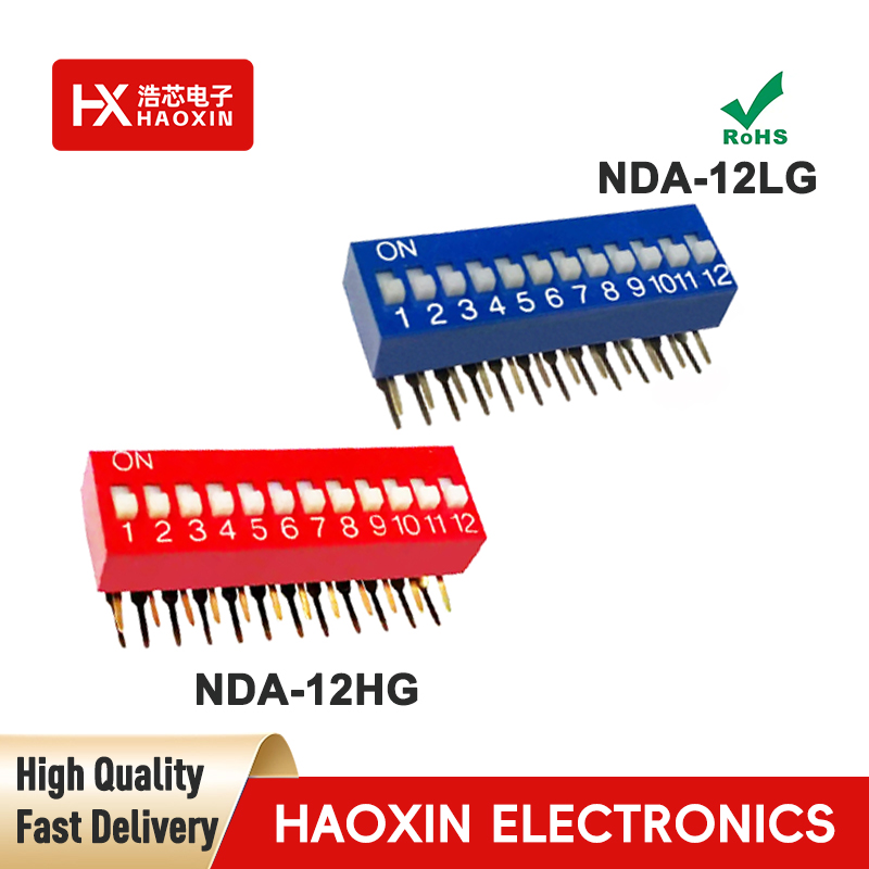 2.54mm 12-Way SPST Standary Right Angle Type Dip Switches