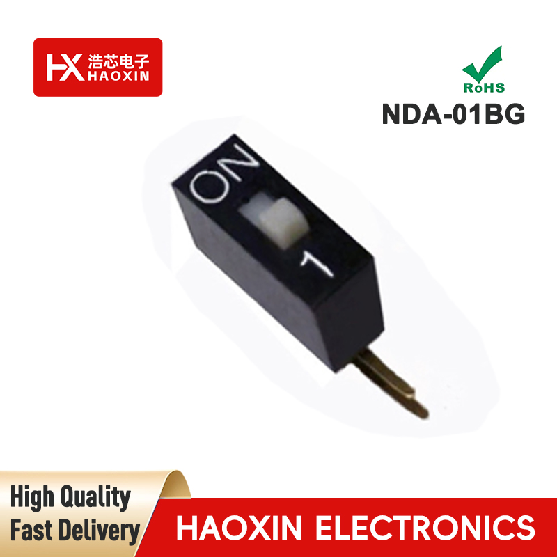 2.54mm 1-Way Black SPST Standary Right Angle Type Dip Switches