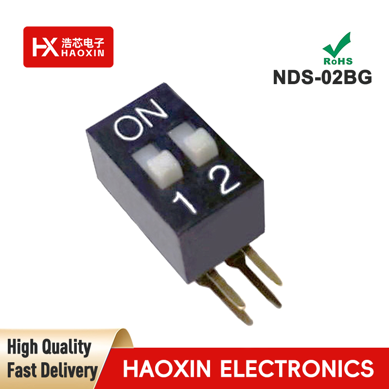 2.54mm 2-Way Black SPST Standary Right Angle Type Dip Switches