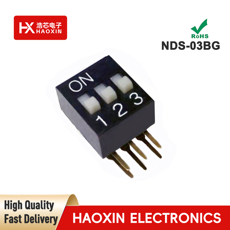 2.54mm 3-Way Black SPST Standary Right Angle Type Dip Switches