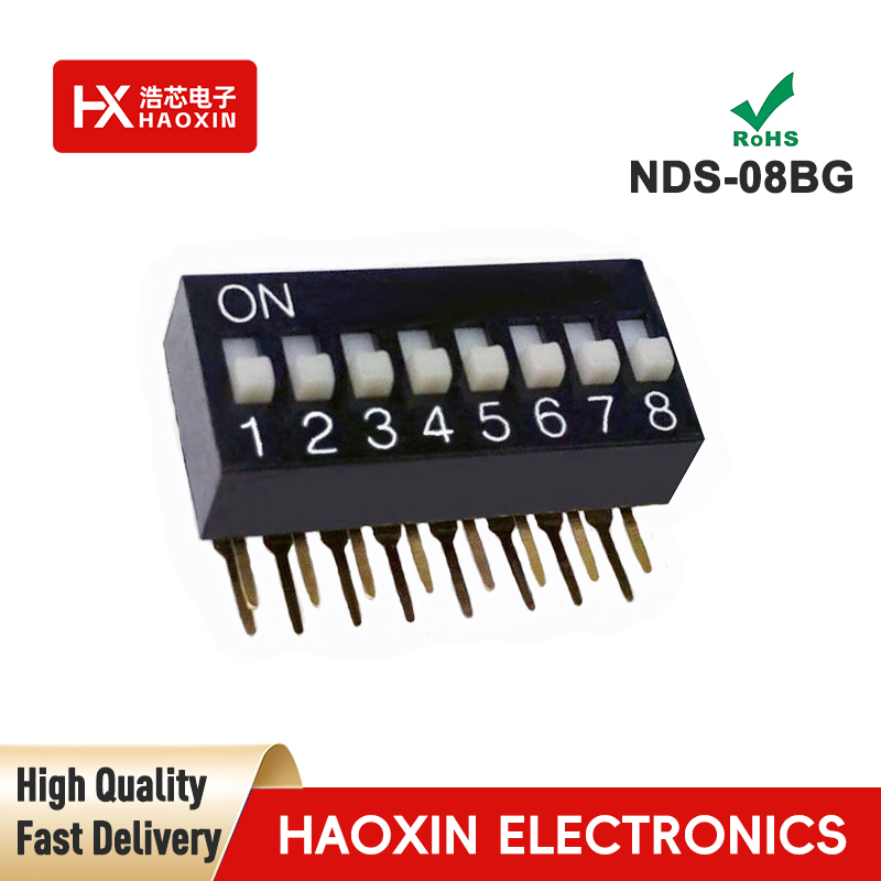 2.54mm 8-Way Black SPST Standary Right Angle Type Dip Switches