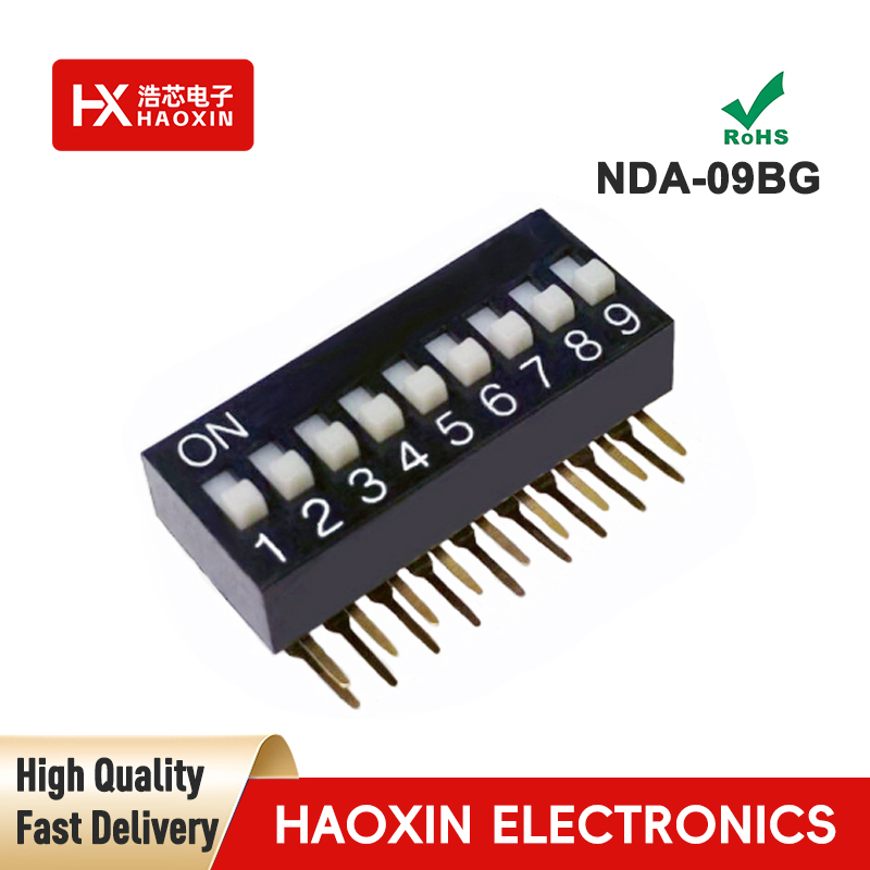 2.54mm 9-Way Black SPST Standary Right Angle Type Dip Switches