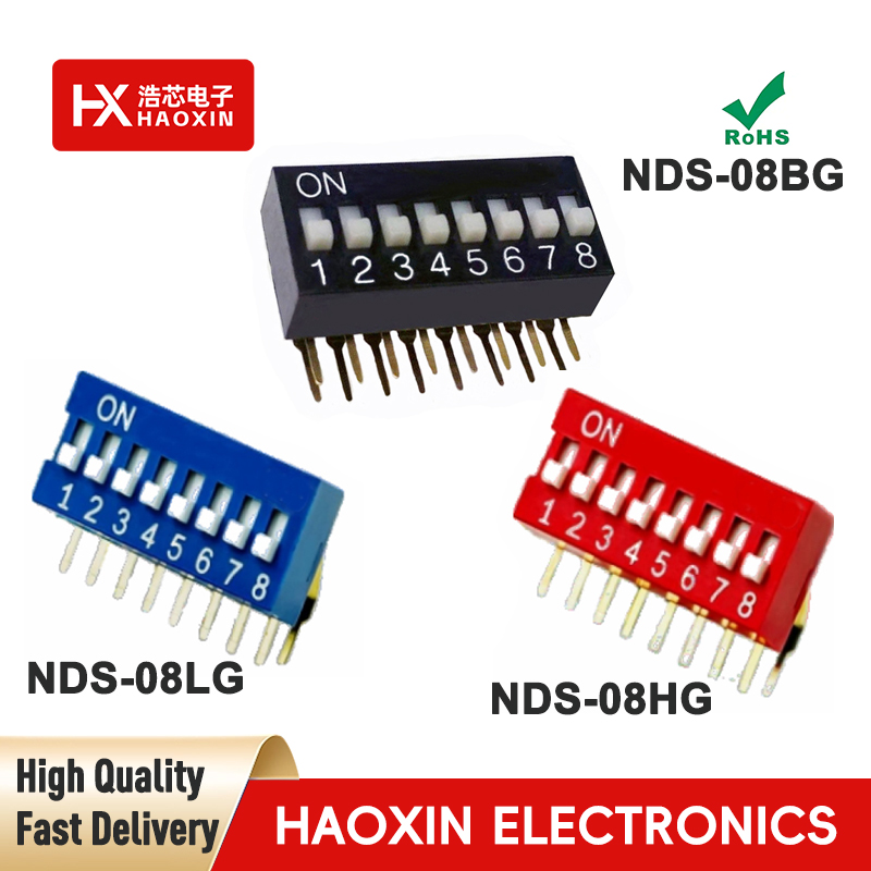 2.54mm 8 Positions SPST Standary Right Angle Type Dip Switches