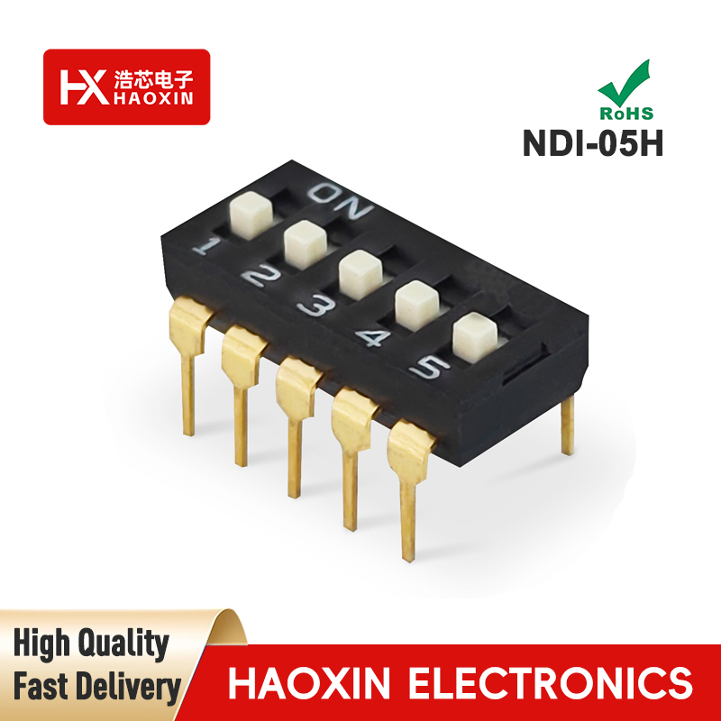 2.54mm 5 Positions SPST Standary IC Type Dip Switches,